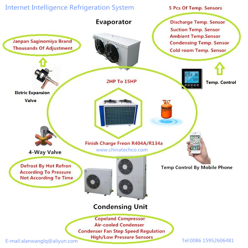 Internet intelligence refrigeration unit for cold room